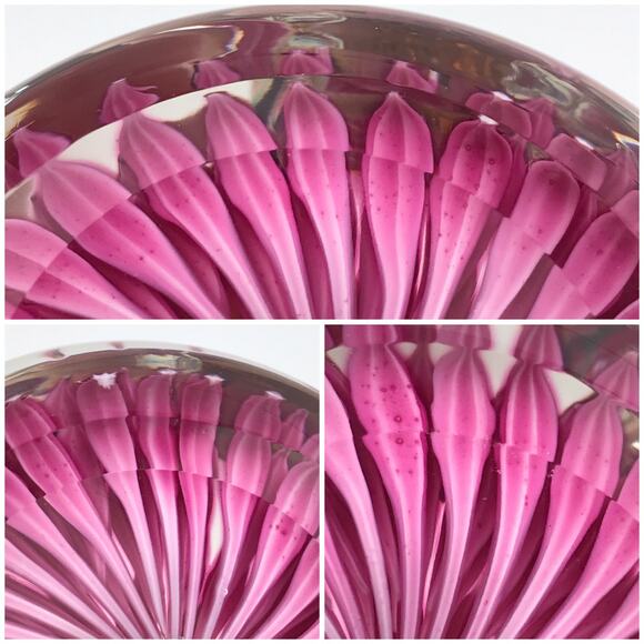 Perthshire 1972A Pink Dahlia Flower Faceted Layered Lampwork Petals Paperweight - Picture 11 of 16